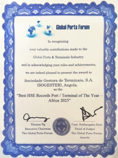 HSE do ano em portos/terminais - África 2025